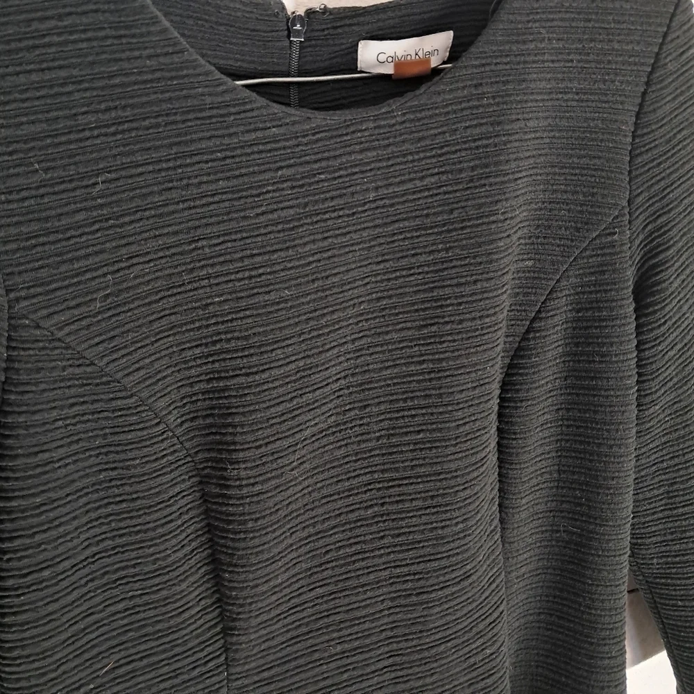 Calvin Klein Dress Womens Size 6 Black Career 3/4 Sleeve Ribbed